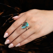 Boulder Opal Vertical Silver and Gold Ring Image