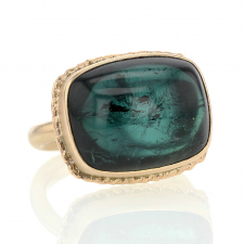 Indicolite Tourmaline Rectangle All Gold Ring Image