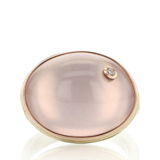 Oval Rose Quartz Rose Gold and Silver Ring with Diamond Image