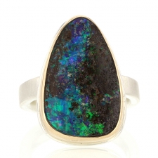 Boulder Opal Vertical Silver and Gold Ring Image