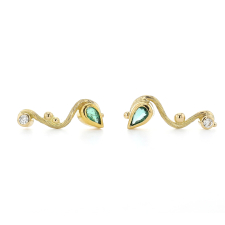 Emerald and Diamond Post Stud Seafire Earrings Image