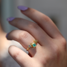 Emerald and Diamond Seafire 18k and 22k Gold Ring