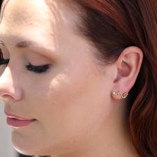 Emerald and Diamond Post Stud Seafire Earrings