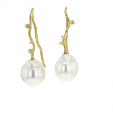 Long South Sea Pearl 18k Gold Earrings Image