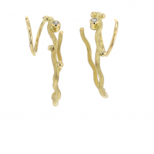 Medium 18k Yellow Gold Twisted Hoop Earrings with Diamonds