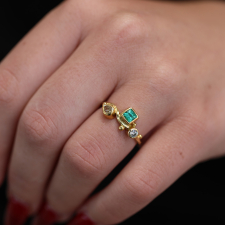 Emerald and Diamond Seafire 18k and 22k Gold Ring Image