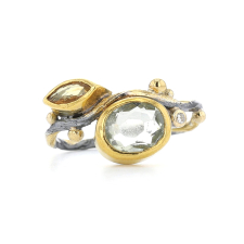 Beryl, Sapphire and Diamond Seafire Ring