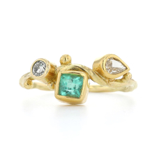 Emerald and Diamond Seafire 18k and 22k Gold Ring Image