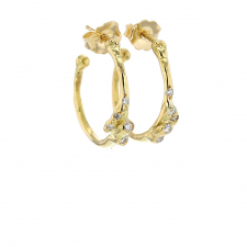 Budded Branch Gold Hoop Earrings Image