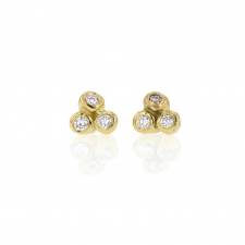 Teeny Sea Anemone Diamond Gold Post Stud Earrings Image