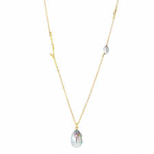 Platinum Pearl Pendant Necklace with Tahitian Pearl and Diamond Image
