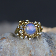 Aurora Borealis Opal 18k Gold Ring with Diamonds Image