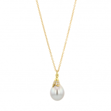 Tahitian Pearl Diamond Pussy Willow Gold Necklace