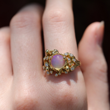 Aurora Borealis Opal 18k Gold Ring with Diamonds Image