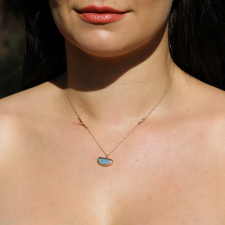 Star Seed Opal Drop Pendant with Blue Sapphire and Diamond Chain Image