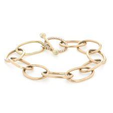 Heavy Oval Gold Link Bracelet with Pave Closure Image