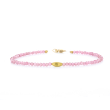 Pink Tourmaline Beaded Gold Bracelet