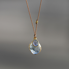 Aquamarine and Tanzanite 18k Gold Nylon Cord Necklace Image