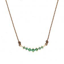 Small Curved Bar Emerald 14k Gold Necklace Image