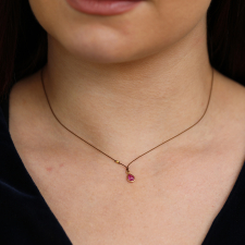 Ruby Teardrop 18k Gold Nylon Cord Necklace Image