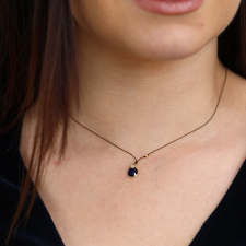 Blue Sapphire and Diamond 18k Gold Nylon Cord Necklace Image
