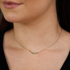 Small Curved Bar Emerald 14k Gold Necklace