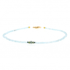 Aquamarine with Blue and Green Diamonds Beaded Bracelet