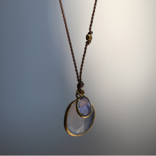 Natural Chalcedony and Tanzanite 18k Gold Nylon Cord Necklace Image