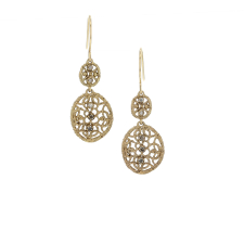 Double Drop 14k Gold Champagne Diamond Earrings Image