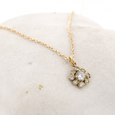 Diamond Flower Yellow Gold Necklace Image