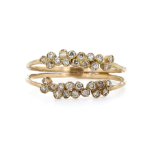 Yellow Gold Double Row Brown Diamond Ring Image