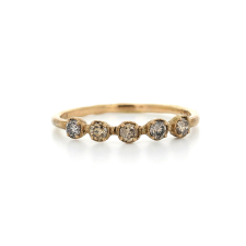 14k Yellow Gold Five Brown Diamond Band Ring Image