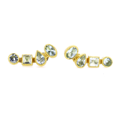 Mixed Faceted Aquamarine Post Stud Earrings