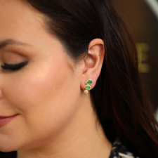 Mixed Shaped Emerald and Diamond Earrings Image