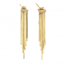 Medium 18k Gold Fringe Earrings with Pave Diamonds Image