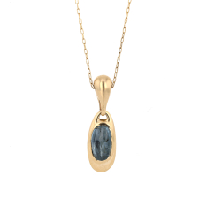 Aquamarine Locket Holder Gold Necklace
