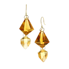 Citrine Double Drop 18k Gold Faceted Earrings Image