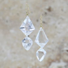 18k Gold Crystal Drop Faceted Earring