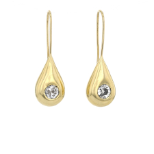 Solitaire Mine Cut Diamond 18k Gold Earrings Image