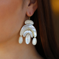 18k Gold Mother of Pearl Totem Earrings Image