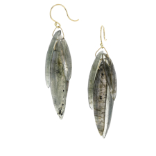 Labradorite Stone Cut Leaf Earrings Image