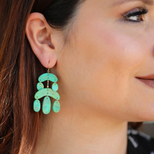 Mini Chandelier Green Turquoise Earrings