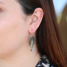 Labradorite Stone Cut Leaf Earrings Image