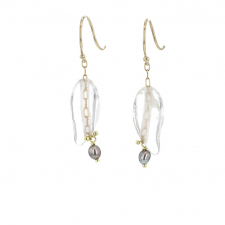 Crystal Bean and Tahitian Pearl Earrings