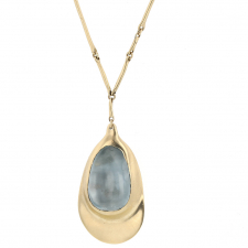 Glowing Aquamarine on Heavy Line 10k Gold Chain Necklace Image