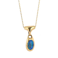 Black Opal Gold Locket Necklace Image
