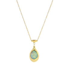 Opal Bead Pendant 18k Gold Necklace Image