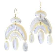 18k Gold Mother of Pearl Totem Earrings Image