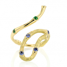Sapphire and Emerald Flexible Gold Ring Image