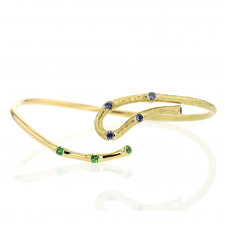 Sapphire and Emerald 18k Gold Cuff Bracelet Image